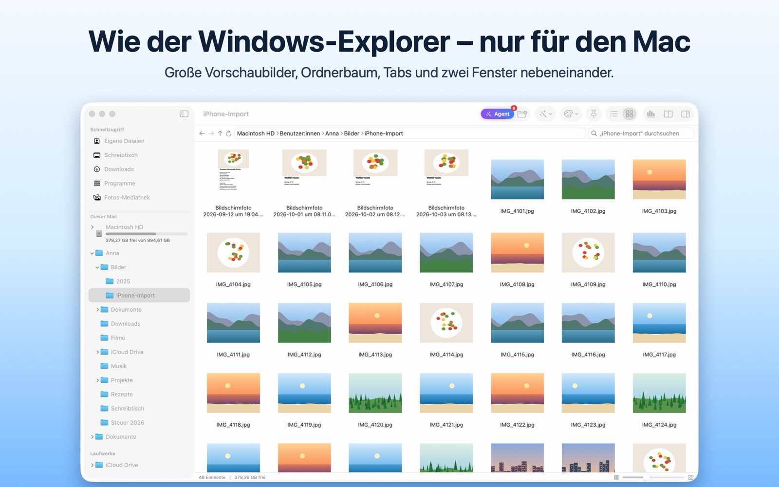 Foldair mit großen Vorschaubildern