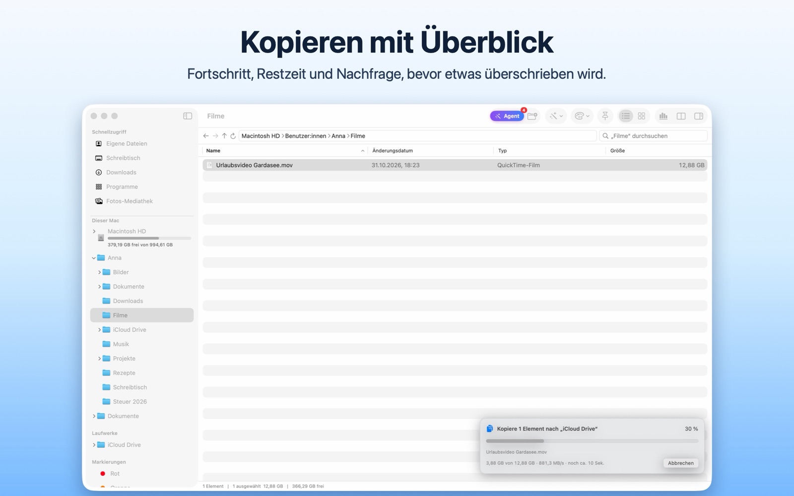 Kopieren mit Fortschrittsanzeige